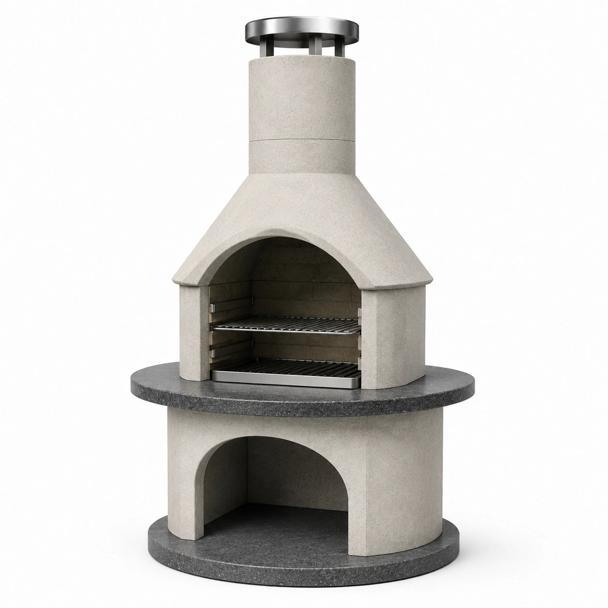 Barbecue da Esterno in Cemento e Acciaio Inox, Grigio