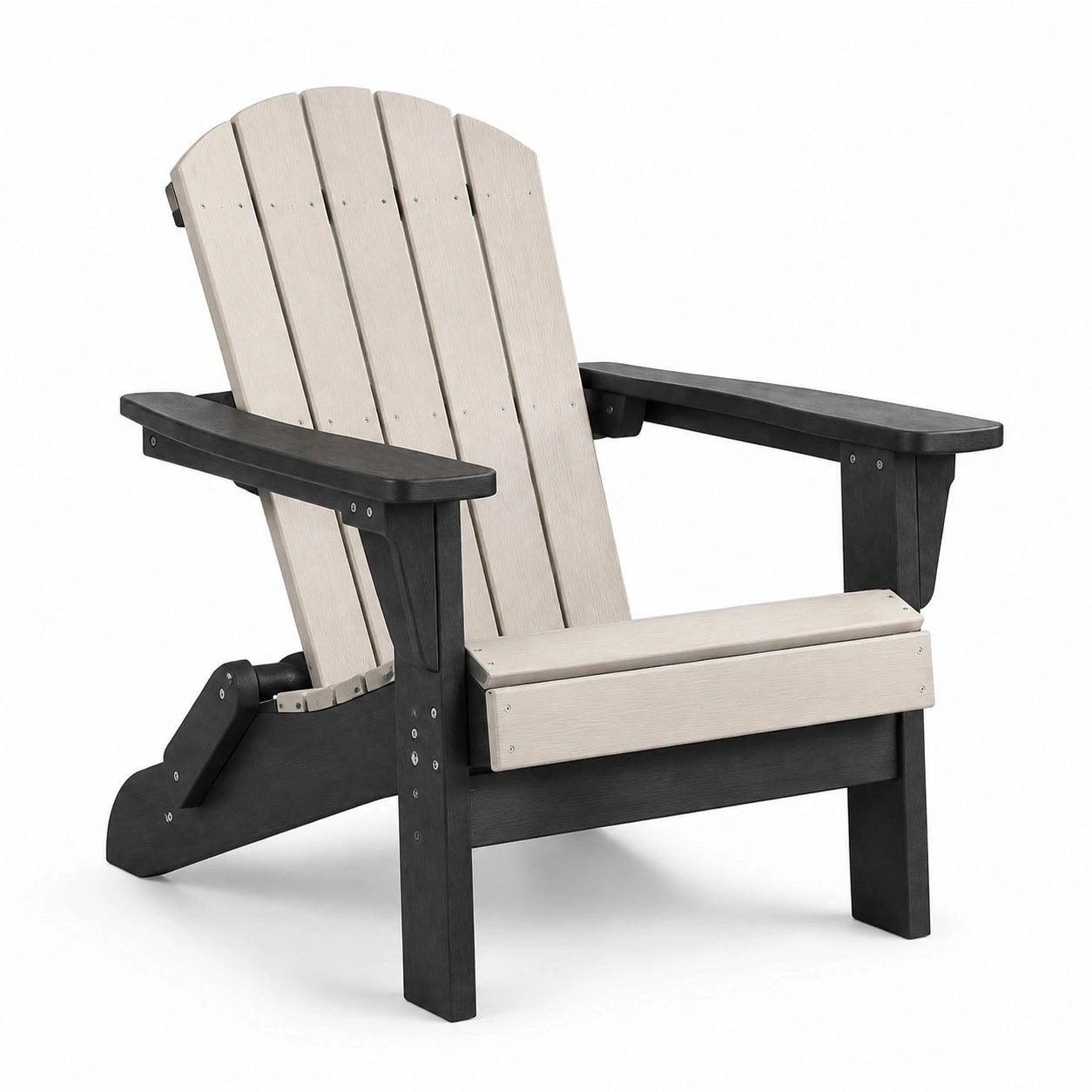 Sedia Adirondack in Plastica Riciclata 90x90x95cm Nero/Beige