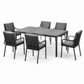 Set da pranzo in metallo con 6 sedie, colore grigio