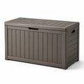 Baule da giardino in plastica marrone 117x45x57 cm