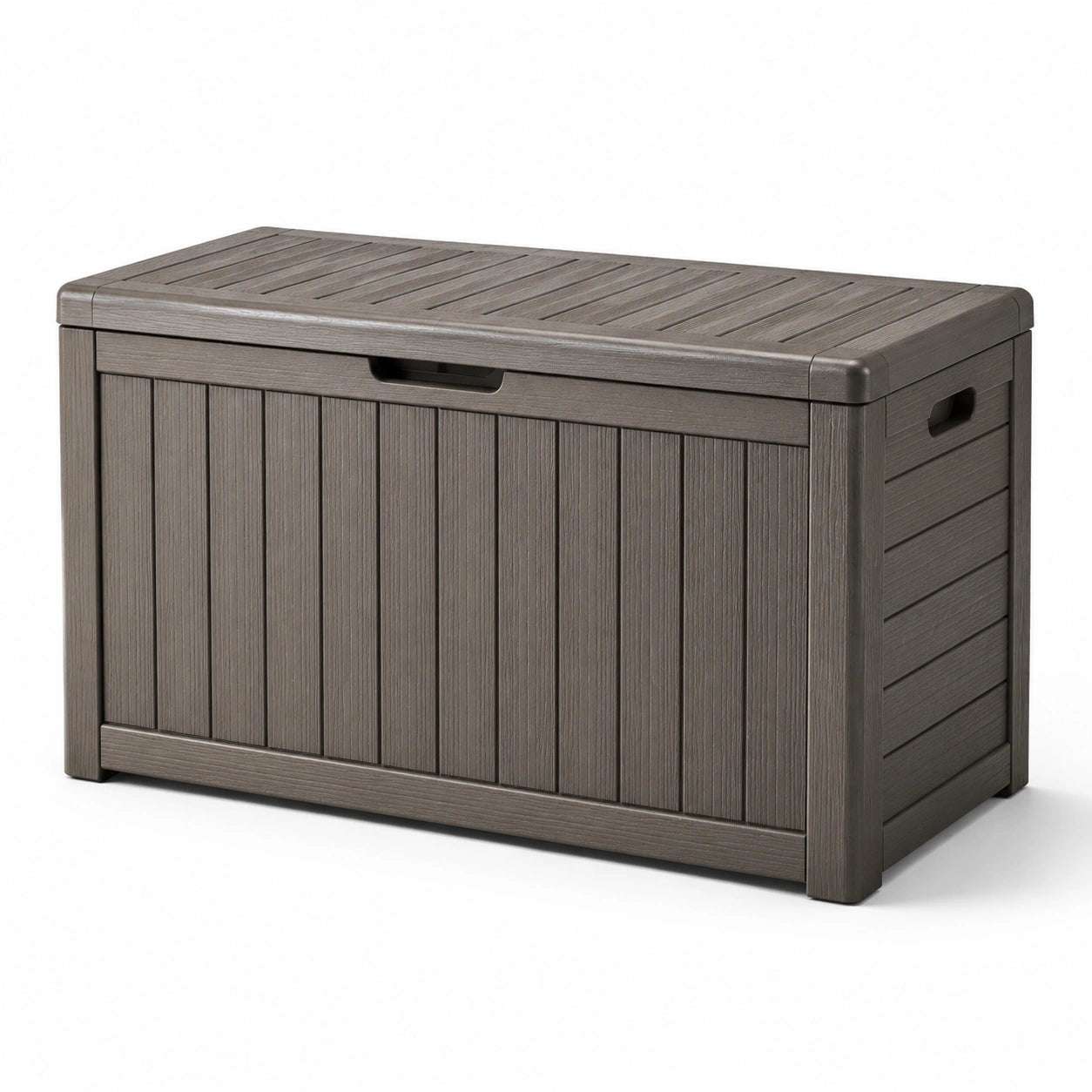 Baule da giardino in plastica marrone 117x45x57 cm