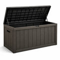 Baule da giardino in plastica effetto legno marrone 120x45x60 cm