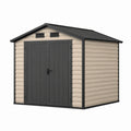 Casetta da giardino in plastica 185x152x226 cm beige e antracite con doppie porte