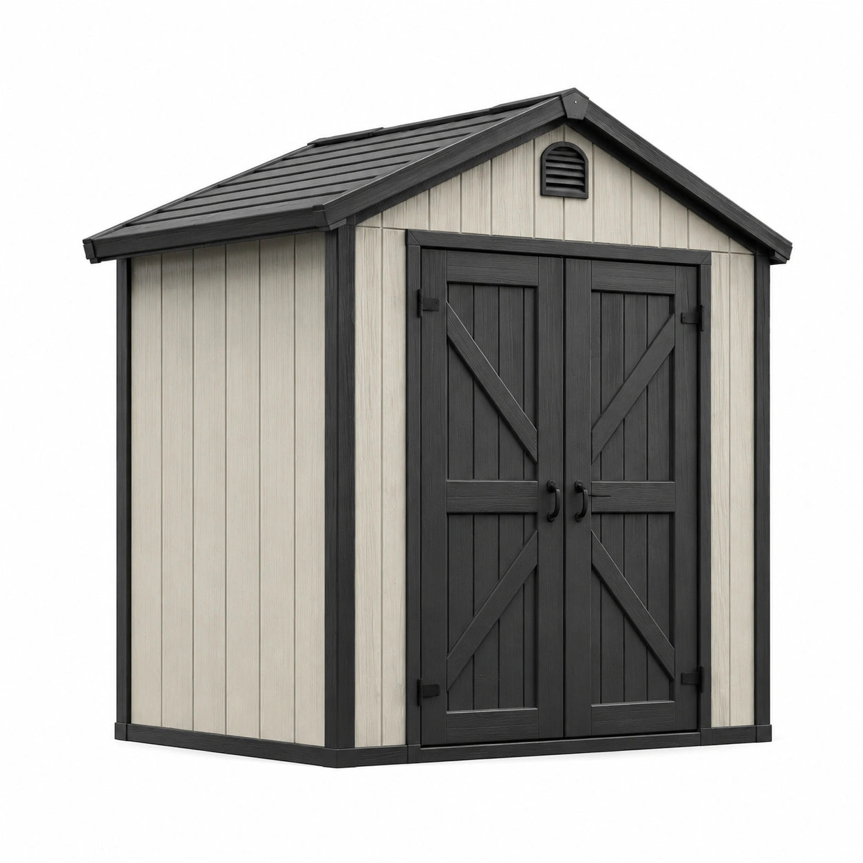 Casetta da giardino in plastica con tetto rinforzato 185x152x226 cm grigio/nero