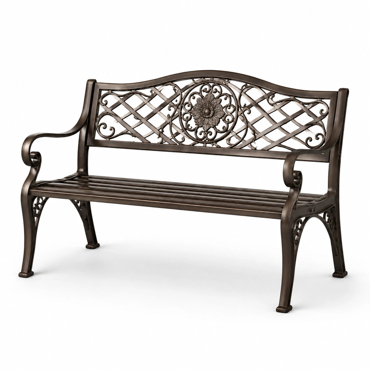 Panchina da giardino in metallo bronzo 125cm