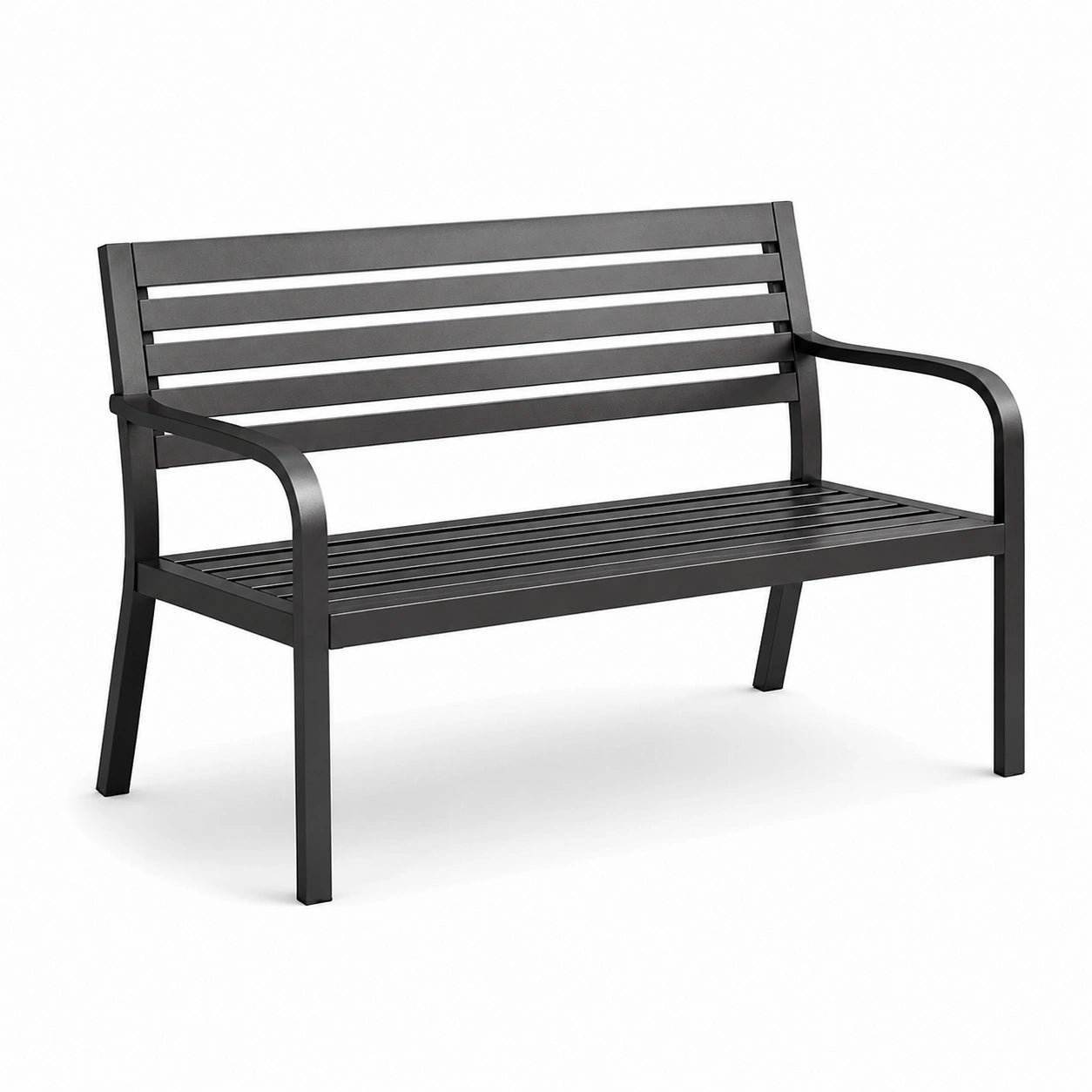 Panchina da esterno in metallo nero 120 cm