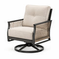 Poltrona girevole in alluminio con cuscini in poliestere beige